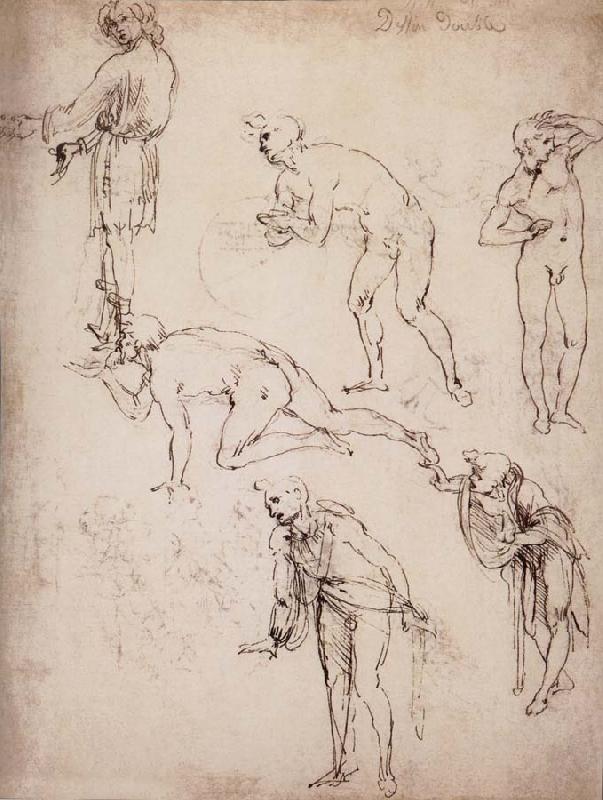 LEONARDO da Vinci Six studies fur naked or clothed men oil painting picture